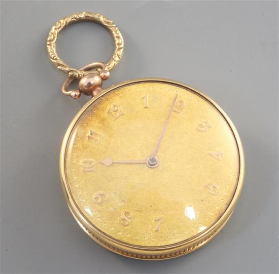 An 18ct gold open faced gentlemans pocket watch, Thomas Wingman, St Jamess Street, London, No.3660, diam. 5.4cm